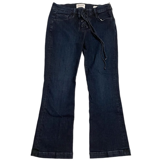 FRAME Denim Le Crop Mini Boot Lace Up Jeans Size 27 - Picture 2 of 8